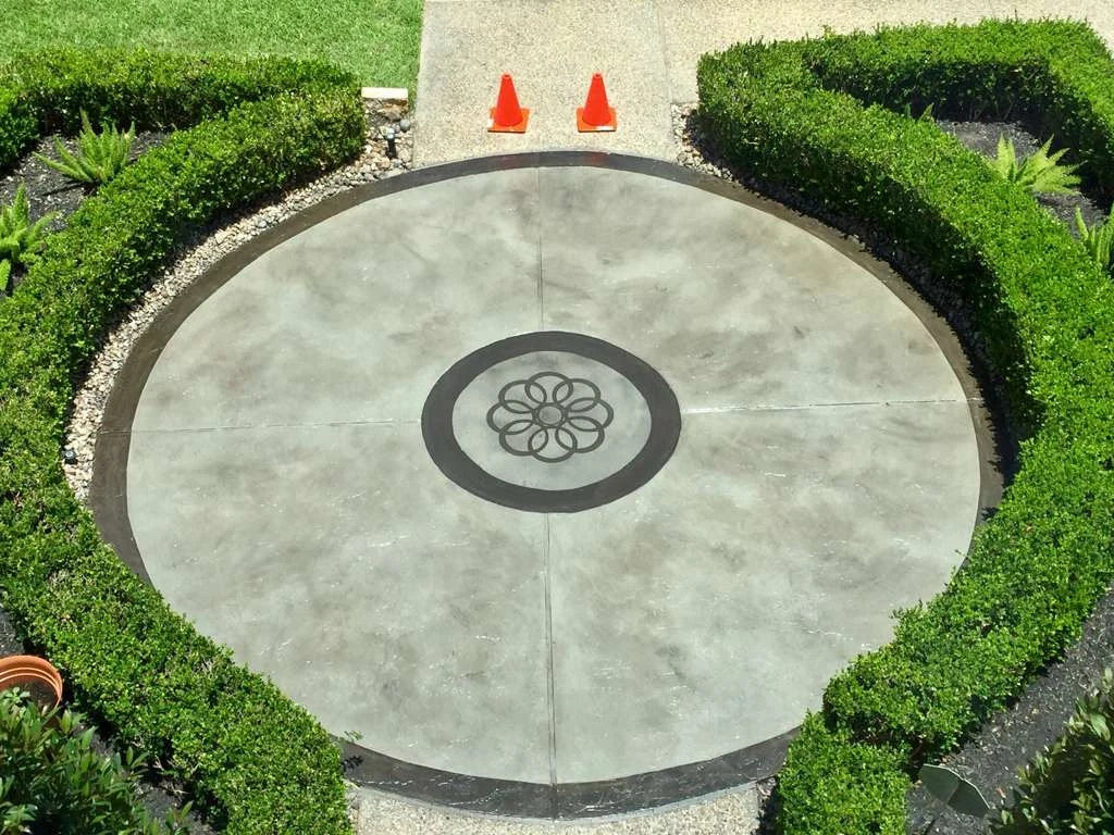 Circular decorative concrete compass medallion