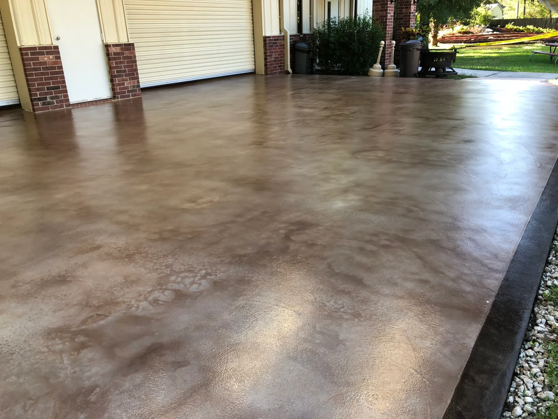Stained concrete floor in an open living space