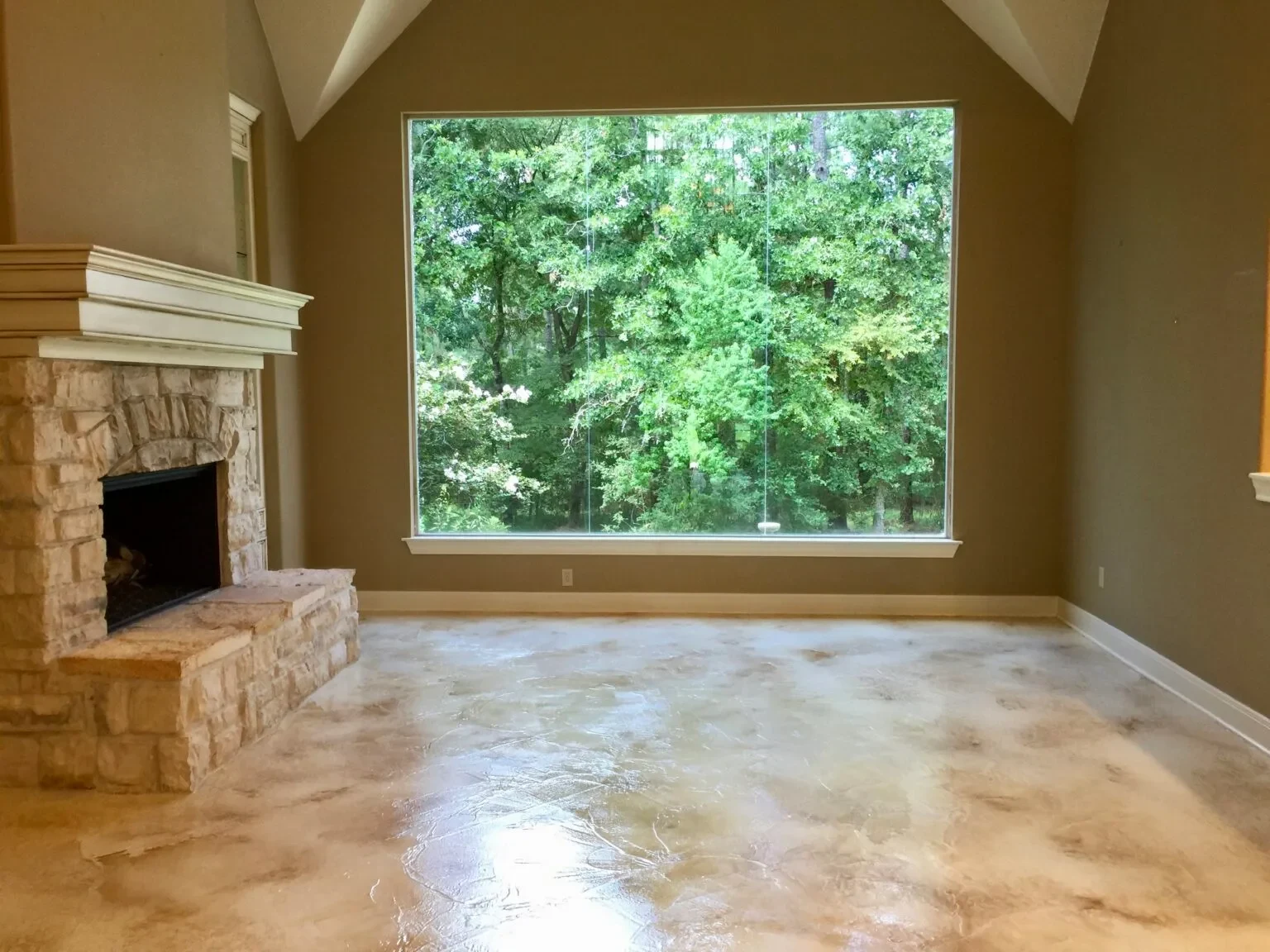 Decorative concrete floor in a living room